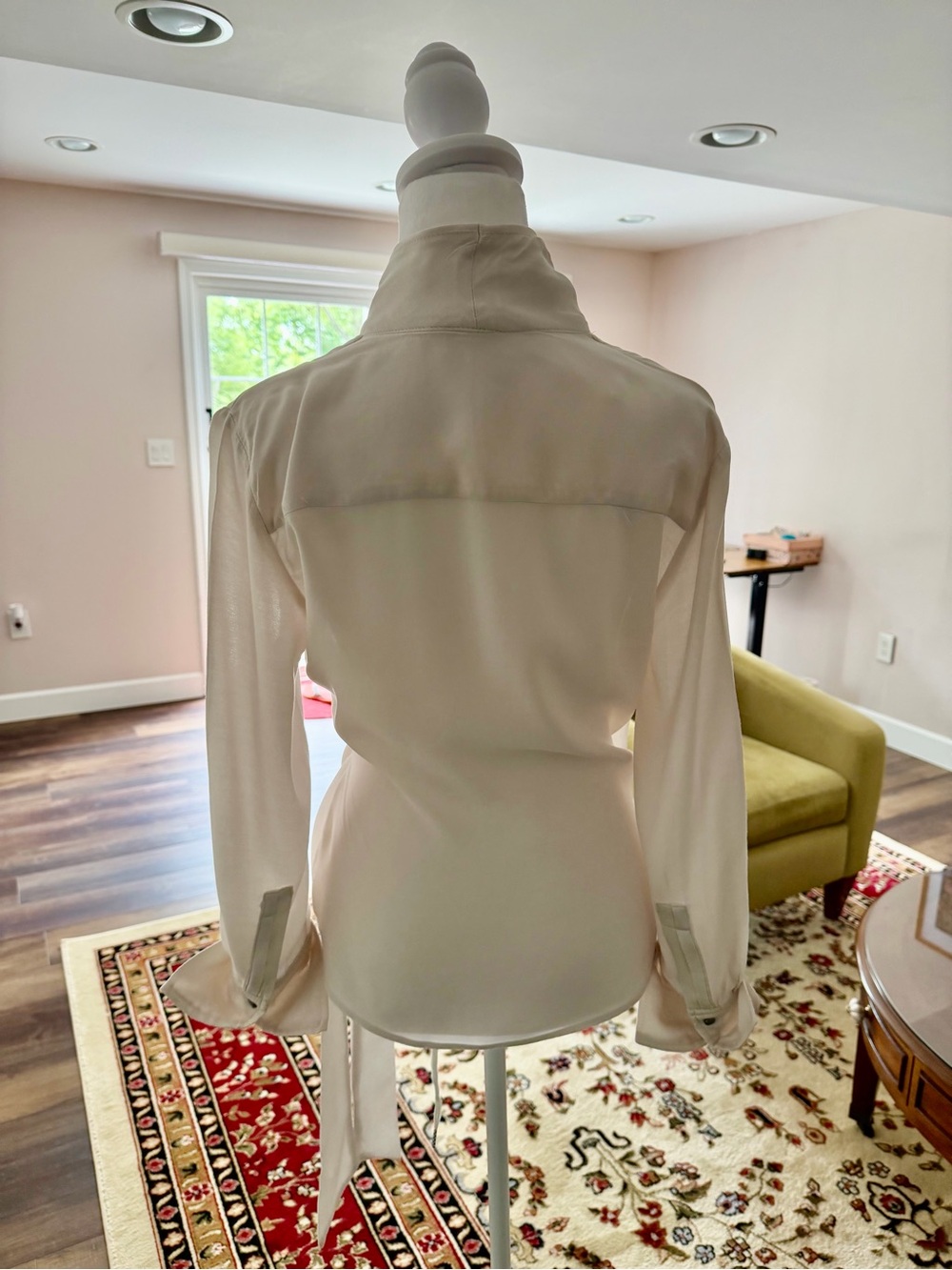 Mango Soft Cream Wrap Blouse with Side Tie - Picture 8 of 11